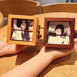 机械手摇动态相册照片发光实木手工创意八音盒纪念礼物工厂直发