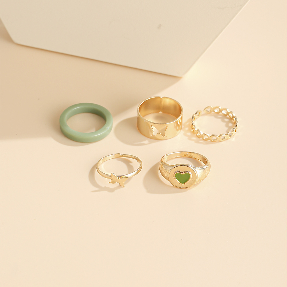 New Creative Simple Resin Alloy Women's Tail Ring Ring Color Ring Set display picture 6