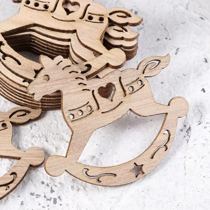 Трансграничные рождественские украшения креативные деревянные милые поделки праздничные украшения DIY троянские декоративные подвески деревянные щепки