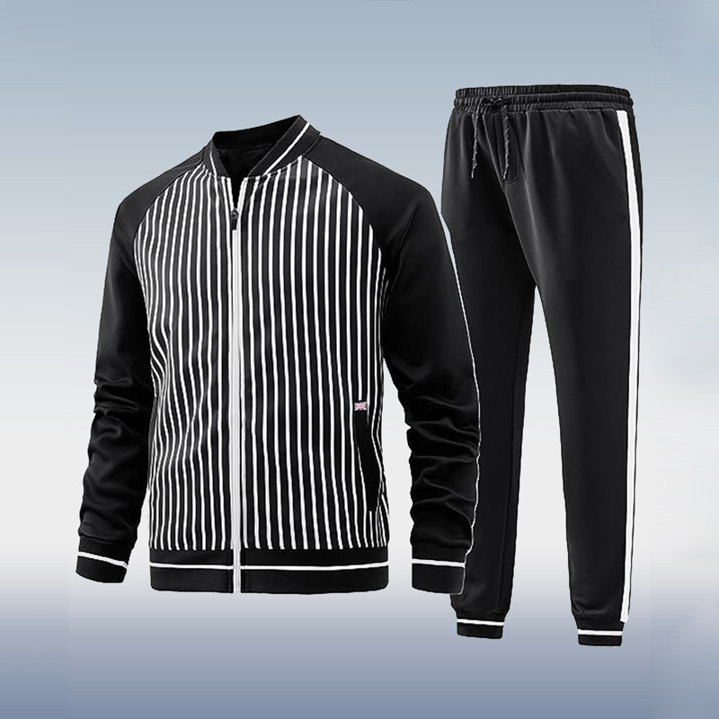 2023 Otoño e Invierno transfronterizo nuevo traje de chaqueta con cremallera para hombre Amazon pantalones de manga larga collar de dos piezas conjunto