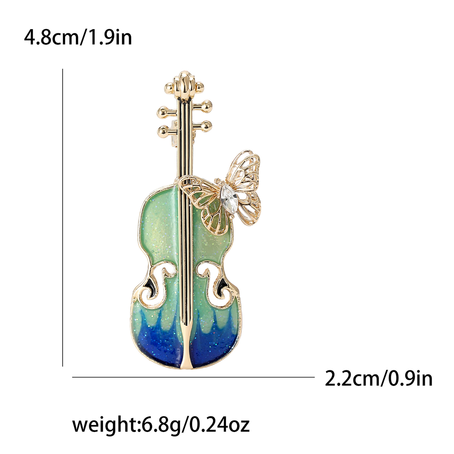 Korean Fashion Enamel Butterfly Violin Brooch Fashion ins Trendy Personalized Pin Cute Artistic Accessories