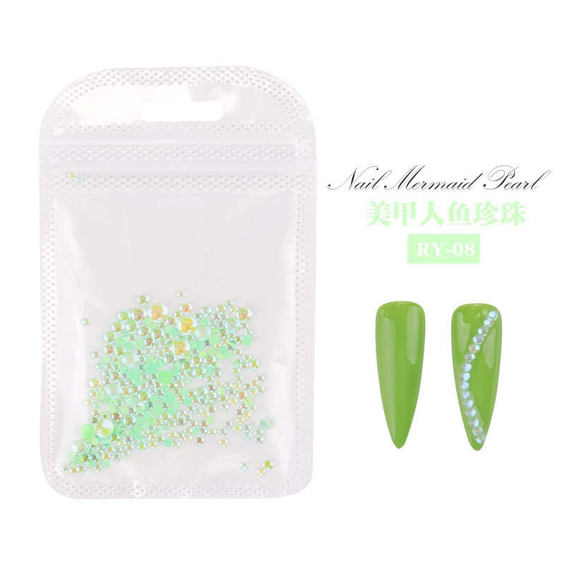 Transfronteriza nueva sirena colorida perla Aurora cristal transparente decoración de uñas joyería de uñas DIY 300 piezas en stock