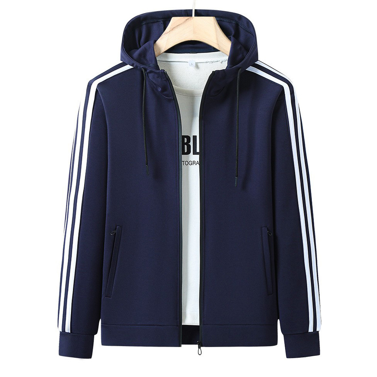 Primavera y otoño transfronterizos nuevos cardigans hombre chaqueta casual con capuzas jóvenes de mediana edad multifuncional chaqueta deportiva image 3