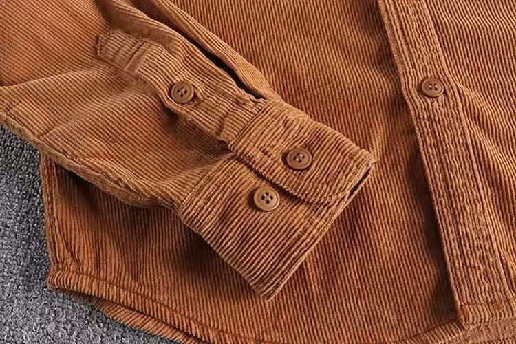 Retro Washed Corduroy Long-sleeved Shirt For Men