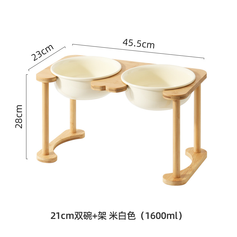 21cm/beige doble tazón + doble columna rack