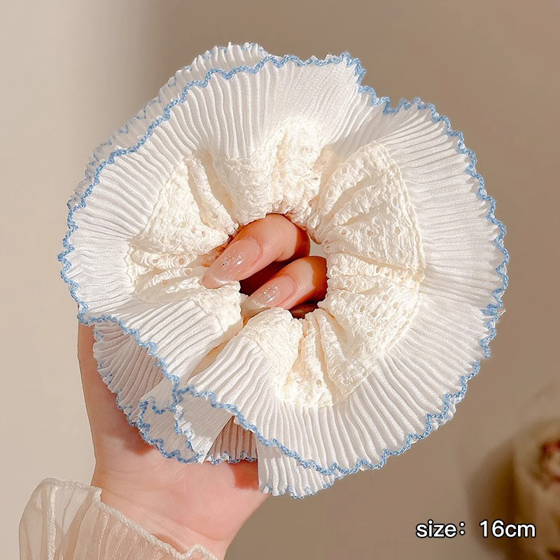 2026 nuevo estilo coreano super grande anillo de pelo intestino grande niñas de alto nivel de sensación de cabello de flores cuerdas de cabello de cordón de goma adornos para el cabello