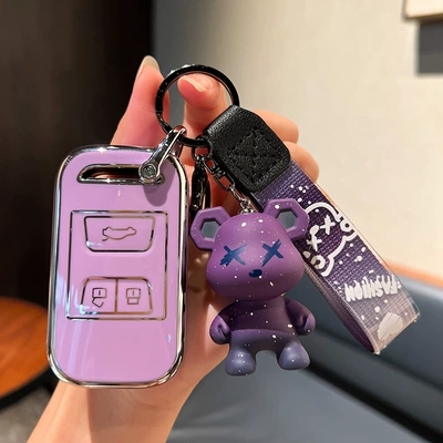 Kunpeng Edition e + Erez | Car key bag - chery-e-smart-3-key-single-shell-purple-purple-violence-bear-pendant