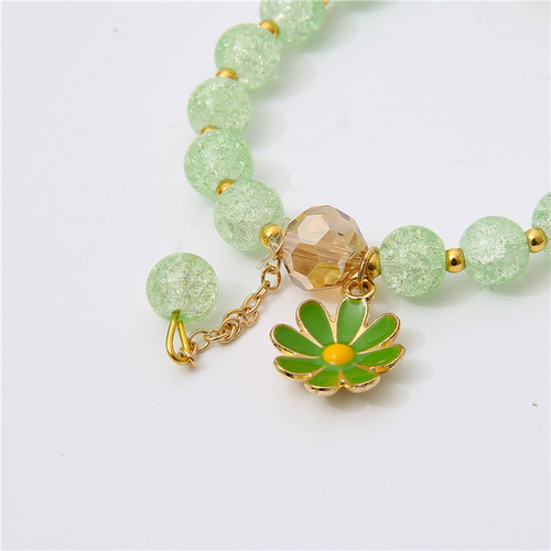 New Japanese and Korean Explosive Crystal Beaded Bracelet Female Sunflower Student DIY Daisy Bracelet Ins Bracelet Wholesale