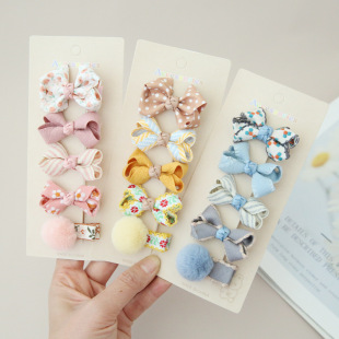 A162 cross-border foreign trade factory wholesale children's headdress hair accessories bow ball European and American style hairpin 5 pieces 1 set