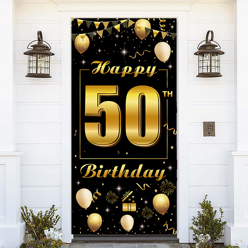 Amazon oro negro cumpleaños fiesta decoración banner feliz cumpleaños diseño de fondo póster