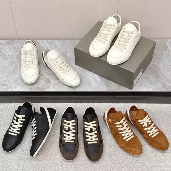 European and American RO couple's dark style round head cowhide splicing with raised, flat bottomed, low cut casual sports German training shoes for women