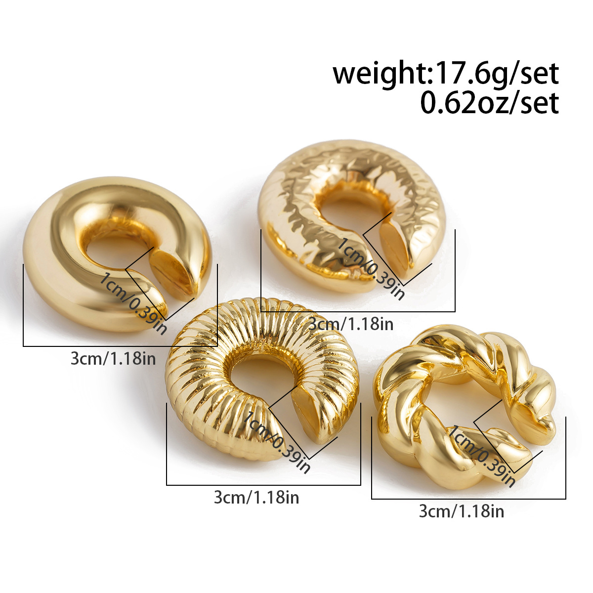 8g Weight Ear Cuffs Classification 1 Set Quantity Holiday, Daily Occasion CCB Material Geometric, Circle Pattern All Seasons Season Women's Gender Plating Design Simple Style Style 1 Set Simple Style Geometric Circle CCB Women's Ear Cuffs 无