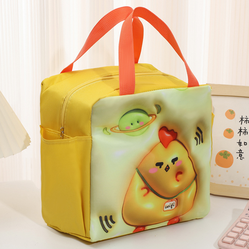 Bolsa de lonchera de expansión 3D de dibujos animados bolsa de aislamiento de gran capacidad de doble bolsillo portátil bolsa de almuerzo con comida bolsa de picnic bolsa de hielo