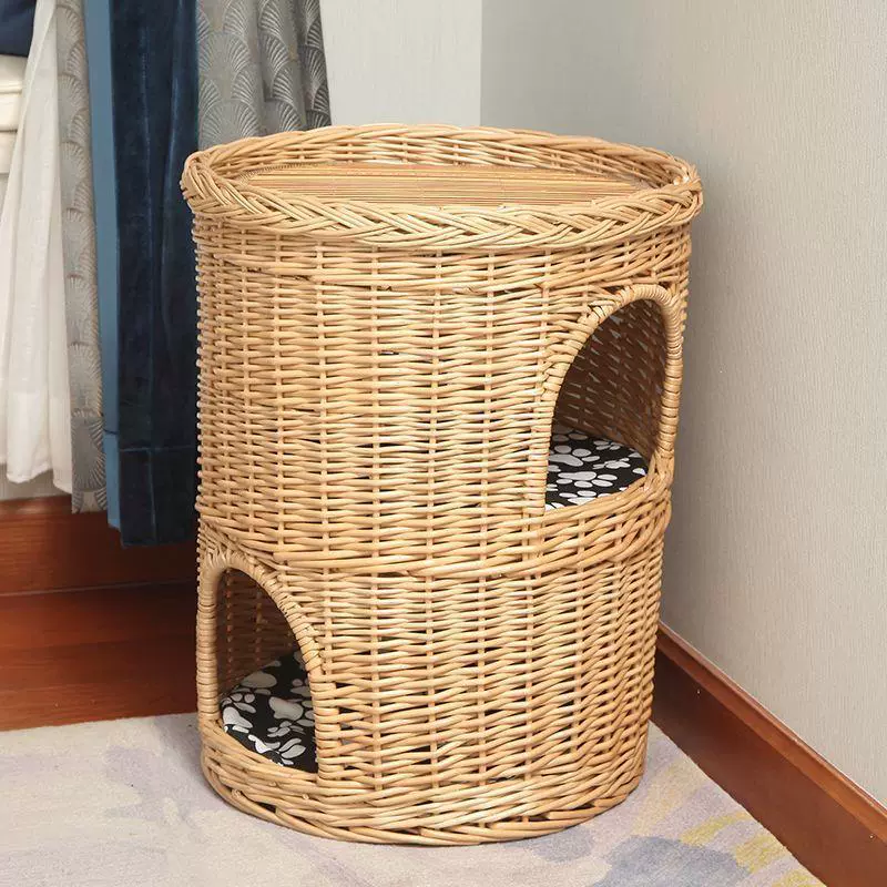 Летнее кошачье гнездо, двухслойная клетка для кошек больших размеров, вилла из ротанга, интернет-знаменитость, популярный стиль, кошачий домик 4