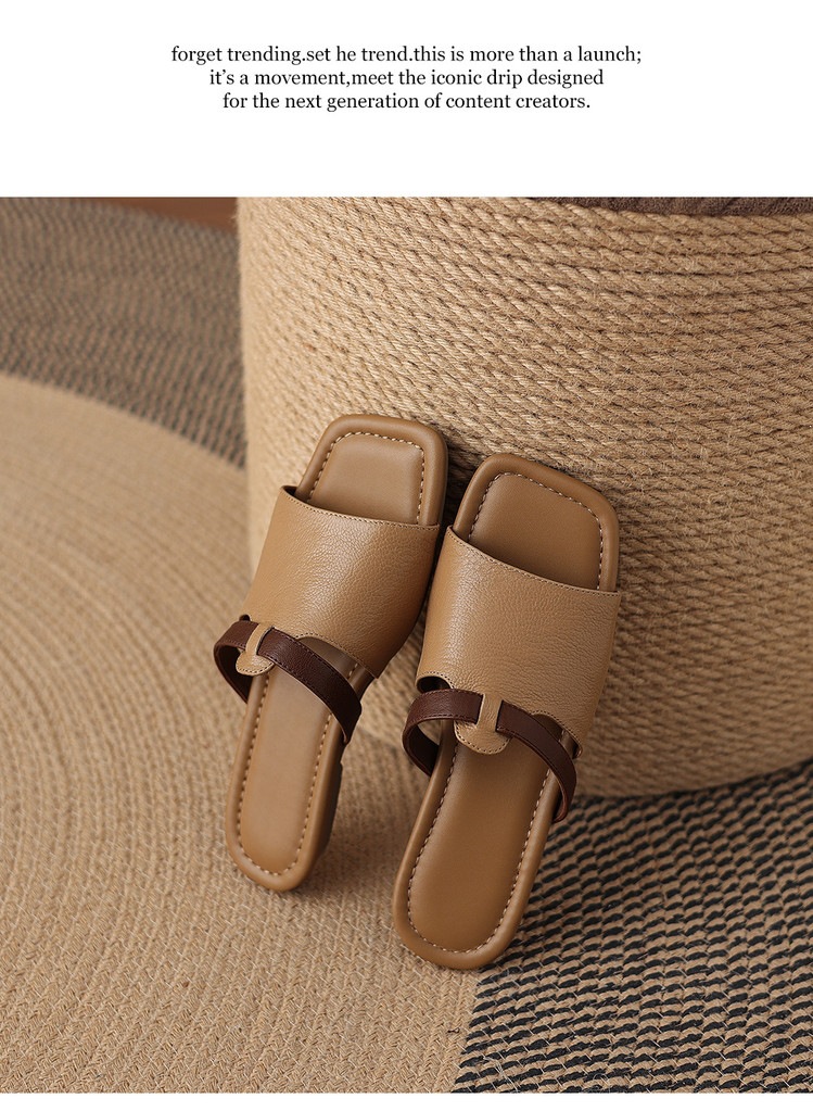 Dép sandal nữ xỏ ngón đế bệt phối màu hở mũi thời trang — màu trắng ngà, màu mơ chi tiết 21