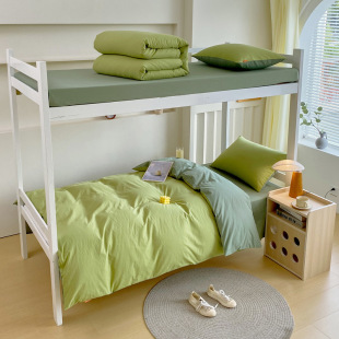 Cotton Student Dormitory Three-Piece Set Double Contrasting Color Pure Cotton Bed Sheetss and Quilt Cover College Student Bedding Six-Piece Set Wholesale