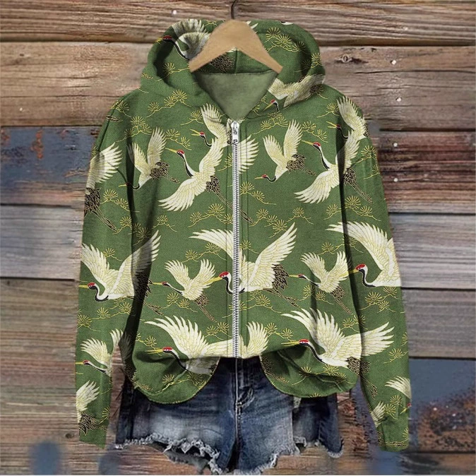 AliExpress Горячие распродажи трансграничные осенние и зимние плюшевые куртки ретро японский стиль 3D принт кардиган с капюшоном на молнии