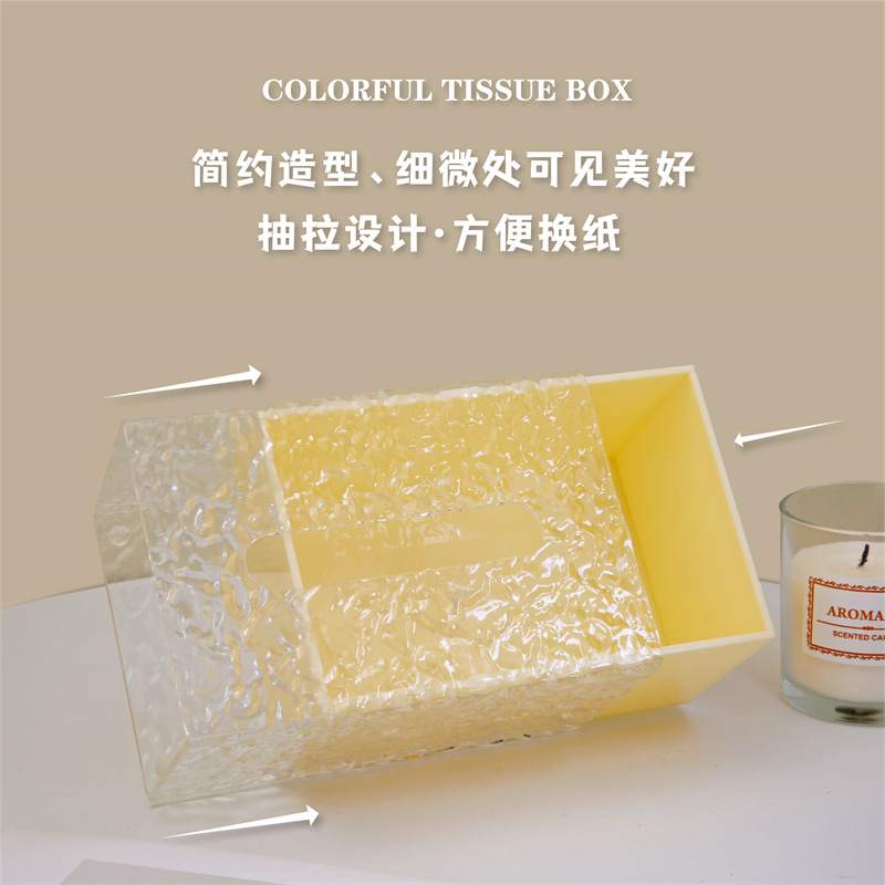 亞克力ins馬卡龍色紙巾盒客廳抽紙盒架簡約輕奢風茶几餐巾收納盒