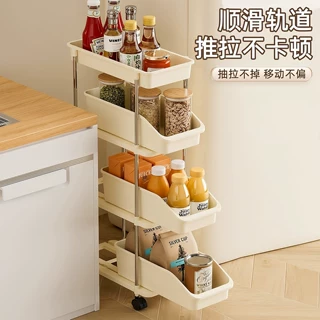 厨房夹缝置物架冰箱侧边抽拉柜小推车极窄缝隙大容量高颜值收纳柜