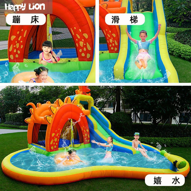 Equipo de atracciones al aire libre castillo inflable pequeño parque infantil tobogán agua pulverizada dibujos animados rebotando travieso Castillo trampolín