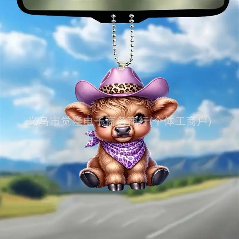 Creativo lindo sombrero de vaquero ternera acrílico colgante transfronterizo nuevo colgante de automóvil plano colgante de hogar colgante