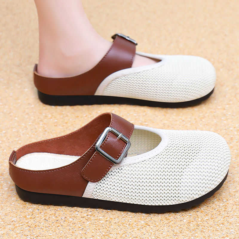Zapatos de mujer, zapatos de malla transpirables, zapatos de verano, nuevos zapatos de un solo pie, zapatillas ligeras y cómodas