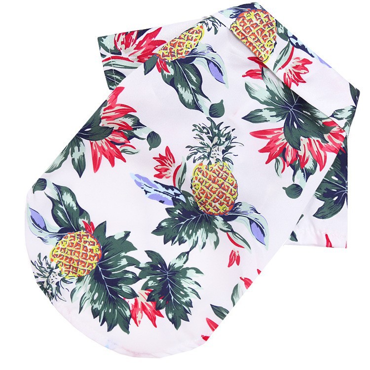 Ropa para mascotas al por mayor del fabricante, camisas hawaianas estampadas de primavera y verano, ropa para perros y gatos pequeños y medianos