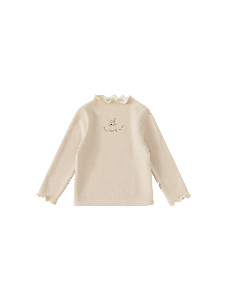 Ropa infantil Youbao, tops multicolor de invierno para niñas, camiseta interior con forro polar y bordado de conejo para niñas, camiseta base para bebés. image 7