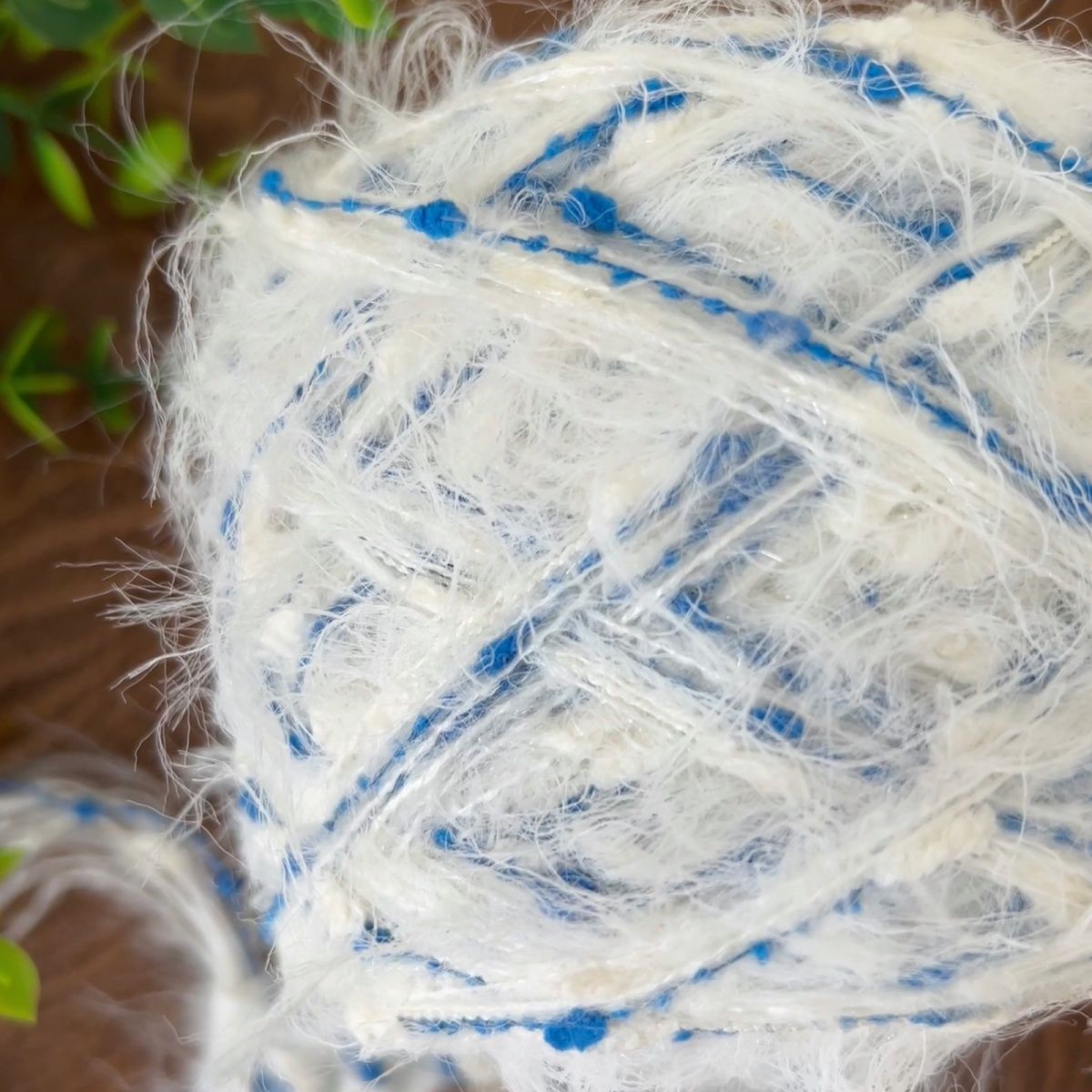 【曦月千里】手混线围巾线长毛蓝色毛线秋冬手工编织围巾帽子柔软