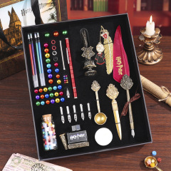 Harry Potter Stationery Gift Box Enamel Stamp Set Feather Dip Pen Black Technology Magnetic Pen Transformable Magnetic Pen