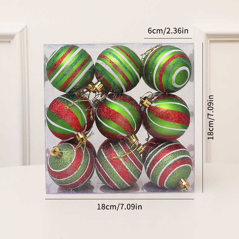 Explosiones de decoraciones navideñas Grinch 6cm / 12 bolas de plástico mate pintadas Set de bolas de Navidad al por mayor