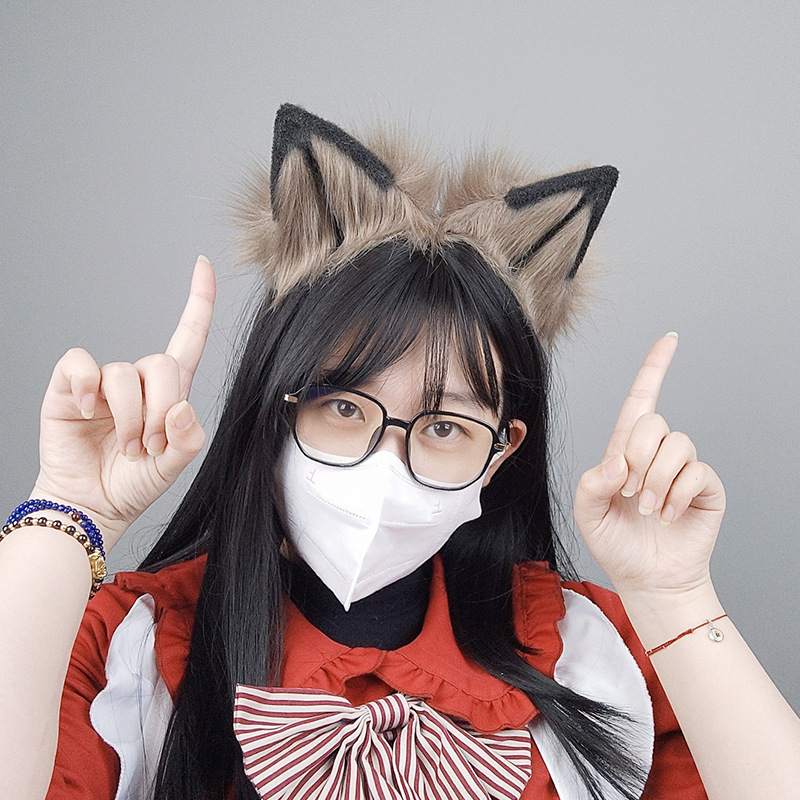 De una sola pieza hecha a mano tocado JK Lolita diadema Lobo Rey fenille Cosplay bestia oreja bestia traje de cola