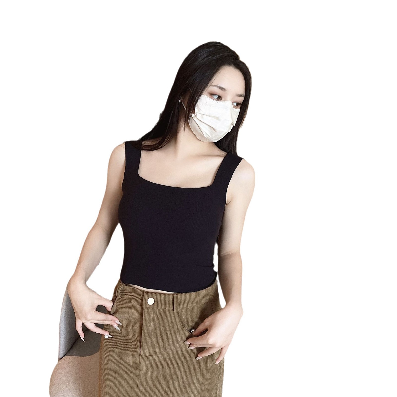 Nuevo otoño e invierno cálido chaleco SLIM-Fit de doble cara cepillado desgaste exterior taza fija ropa interior de tres capas ropa interior base