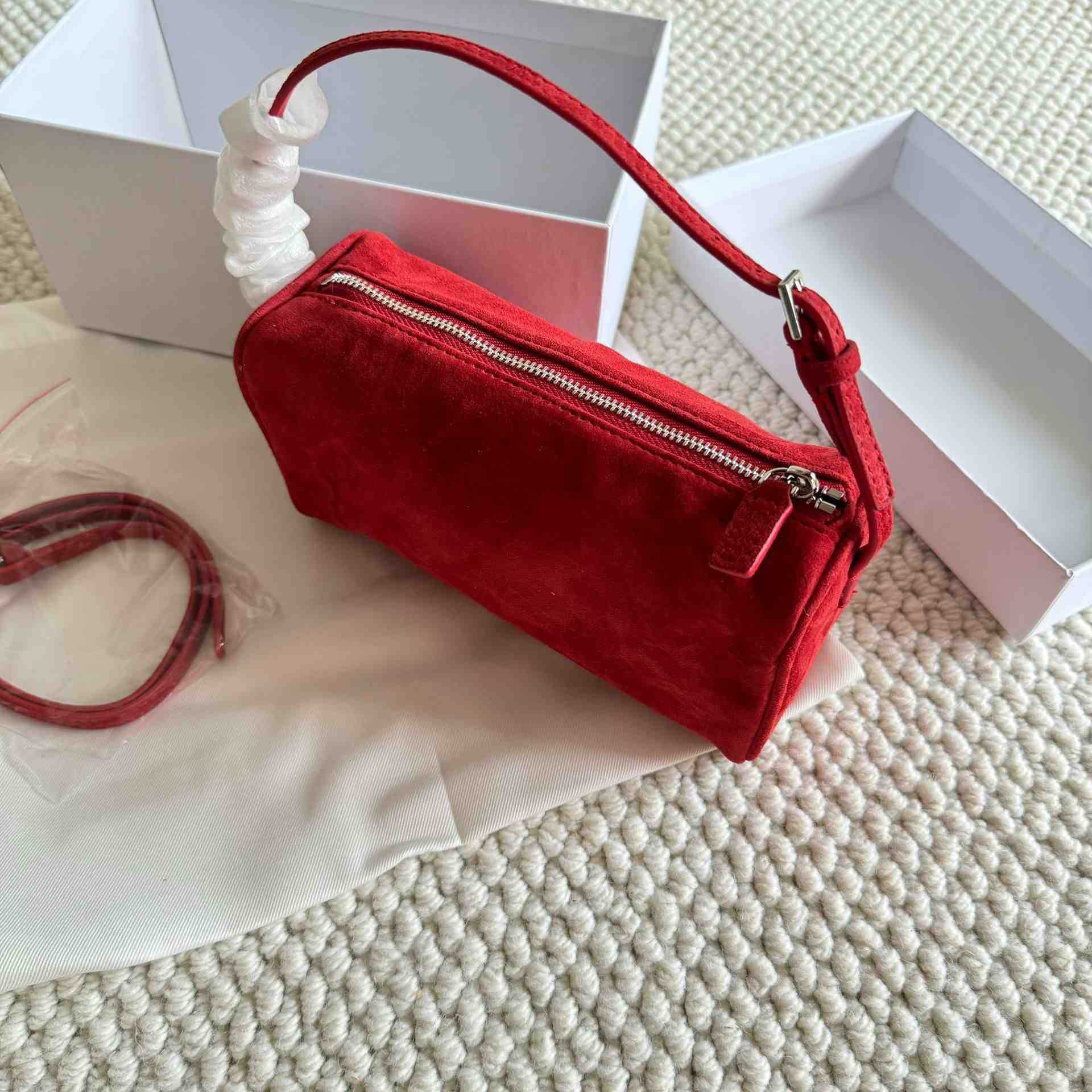 row复古90s麂皮绒笔筒包夏季跨境真皮单肩包the斜挎手提包包女 - Thumbnail 10