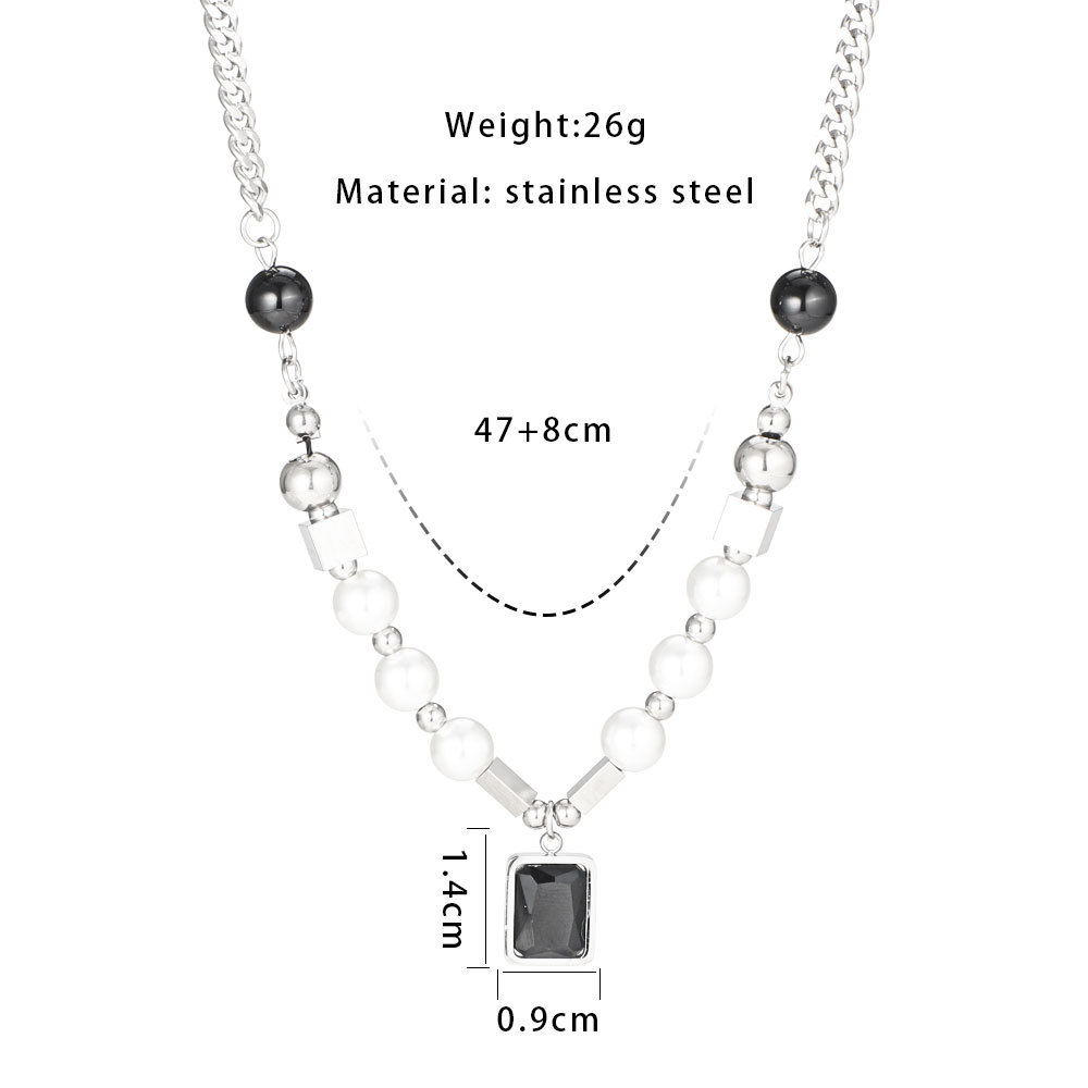 Punk-Gothic-Halskette im Dark-Nische-Design für Herren, Perlenkette aus Titanstahl, trendig und cool_voghion.com