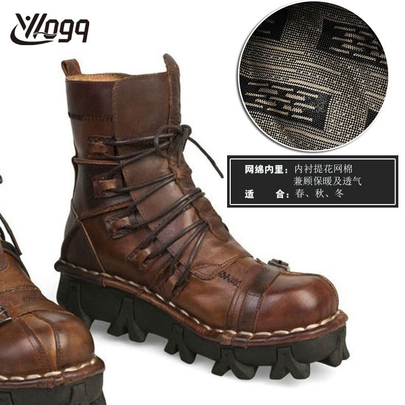 Hombres de arranque de cuero de los hombres de alta Martin botas desierto botas cortas Harley botas de la motocicleta botas de suela gruesa botas de cuero punk 1809