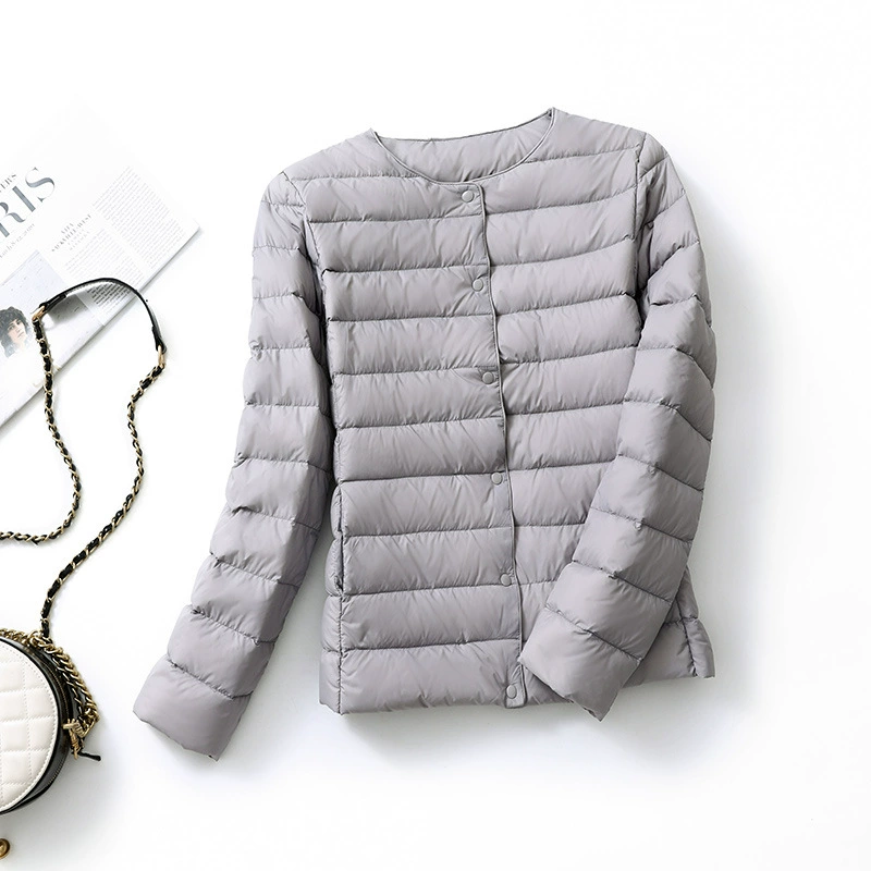 Зимой 2024 женский круглый воротник теплый спортивный досуг ультратонкий пуховик куртка-пулемет пуховик