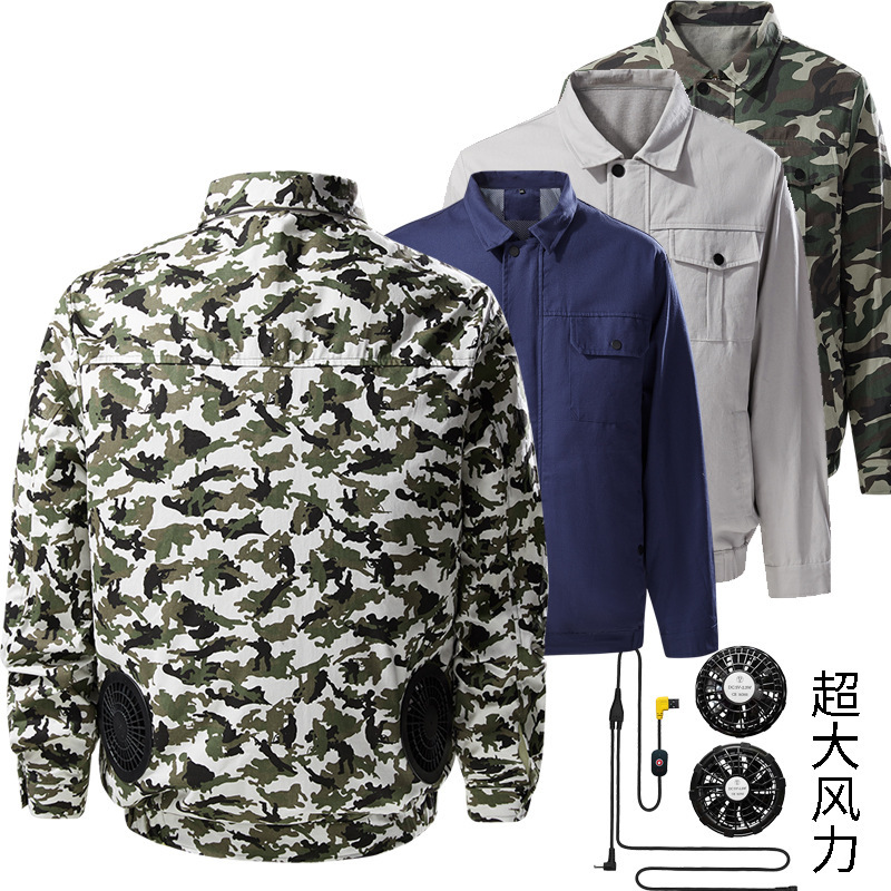 Cross-border summer fan clothing labor protection clothing heatstroke prevention refrigeration USB charging air conditioning clothing welding outdoor high temperature work clothes