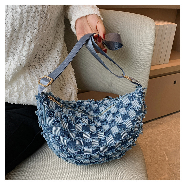 Denim Patchwork Shoulder Crossbody Bag For Women Stylish Canvas_voghion.com