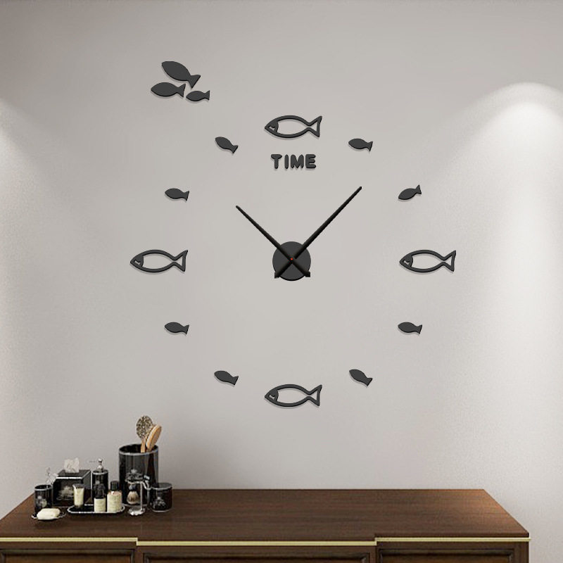 Reloj de pared DIY CLOCK para sala, espejo de gran tamaño, diseño de moda estereoscópico/caricatura, estilo nórdico