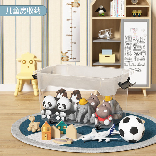 Factory Wholesale Waterproof and Moisture-Proof Plastic Box Transparent Color Storage Box Thick Large Organizing Box Handheld Storage Box
