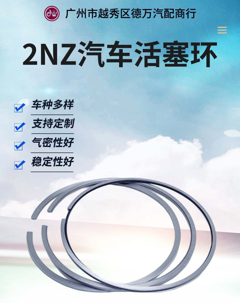2Nz Automotive Piston Ring 75*1.2*1.2*2.0, 13011-21050 Precision Processing and Good Quality