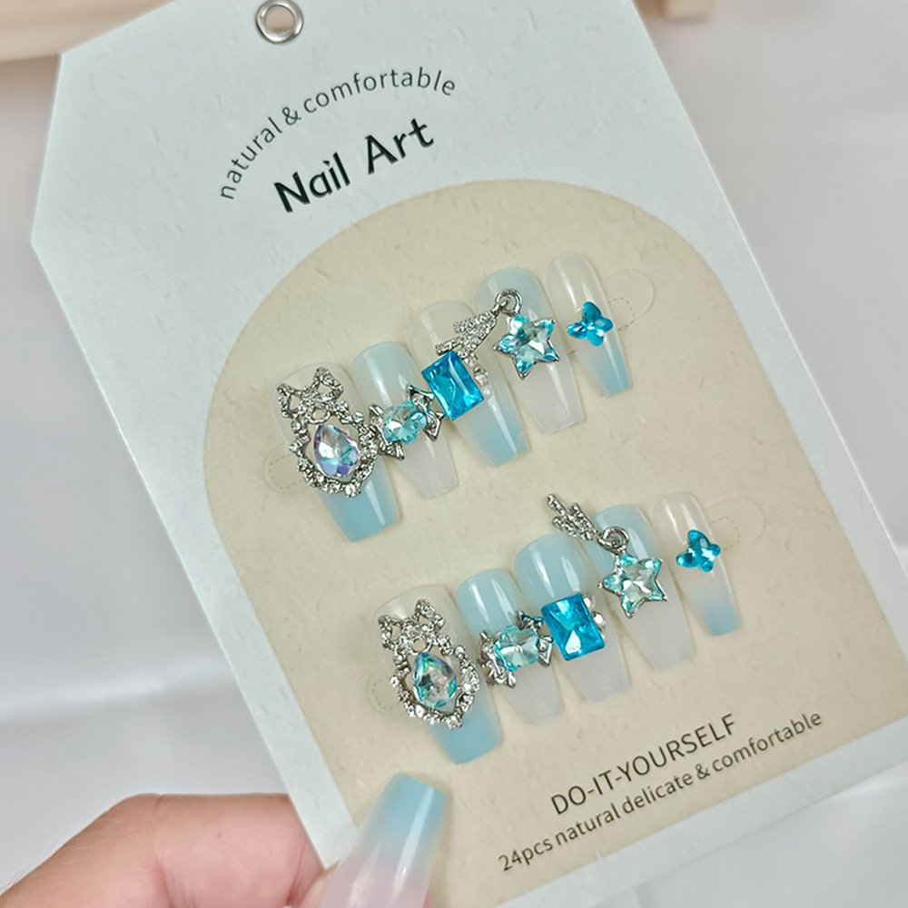 Uñas de manicura portátiles hechas a mano, 24 piezas, fototerapia, parches de uñas postizas estéreo, producto terminado, uñas portátiles extraíbles