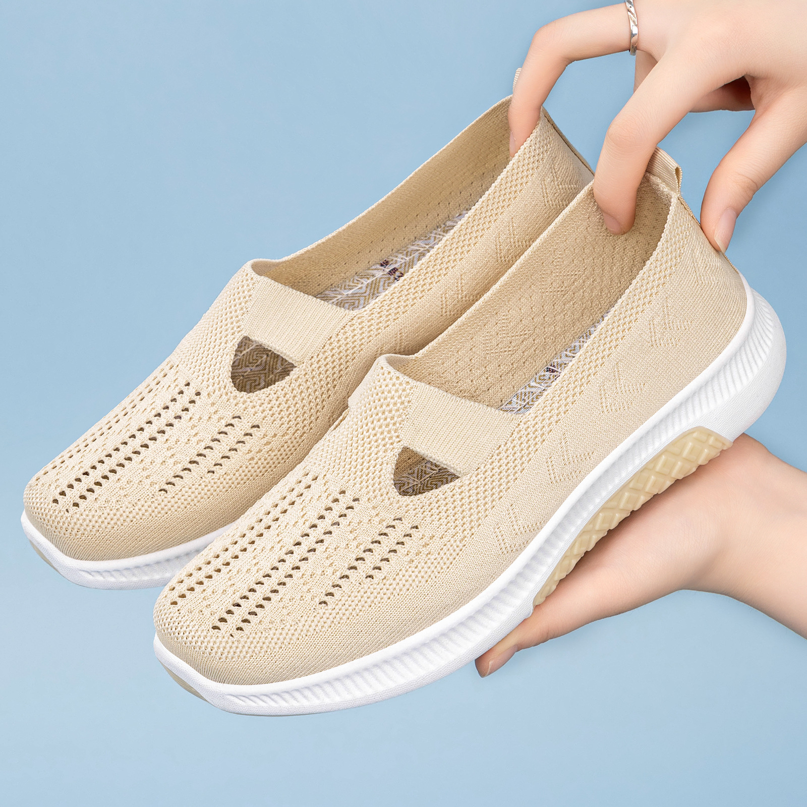 Zapatos de mujer transfronterizos explosivos zapatos de mujer zapatos casuales de tejido superficial zapatos de tela cómodos zapatos de malla transpirables ligeros zapatos únicos