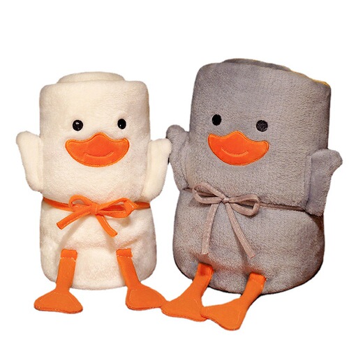 Cute cartoon duck roll blanket for babies and children, kindergarten nap air conditioning blanket, holiday activity gift, small blanket