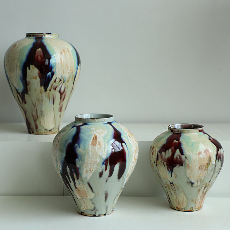 Lang Hong Tang Sancai Jingdezhen Ceramic Vase Vintage Handmade Hotel Homestay Flower Arrange Zen Ornaments Coarse Pottery Jar Lang Hong Tang Sancai Jingdezhen Ceramic Vase Vintage Handmade Hotel Homestay Flower Arrange Zen Ornaments Coarse Pottery Jar