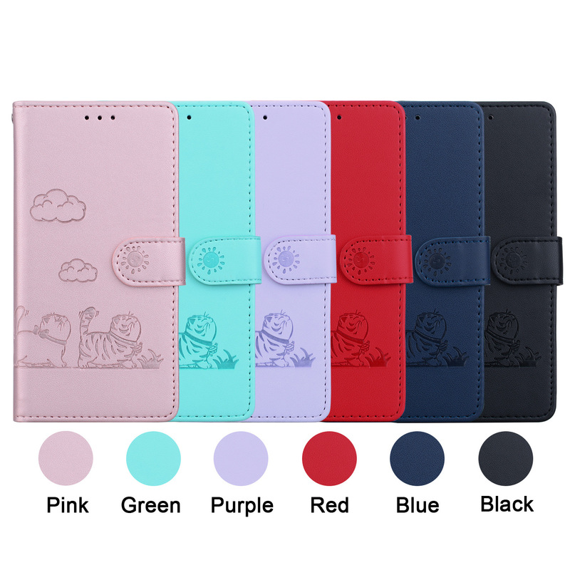 Foreign trade iPhone16PRO anti-theft brush kitten card leather case Samsung S25 creative pattern phone case Foreign trade iPhone16PRO anti-theft brush kitten card leather case Samsung S25 creative pattern phone case