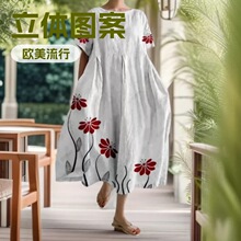 ŷ���羳3D����ӡ������鳤ȹ ����Բ������仨��ƴ�ӿ�����ȹ