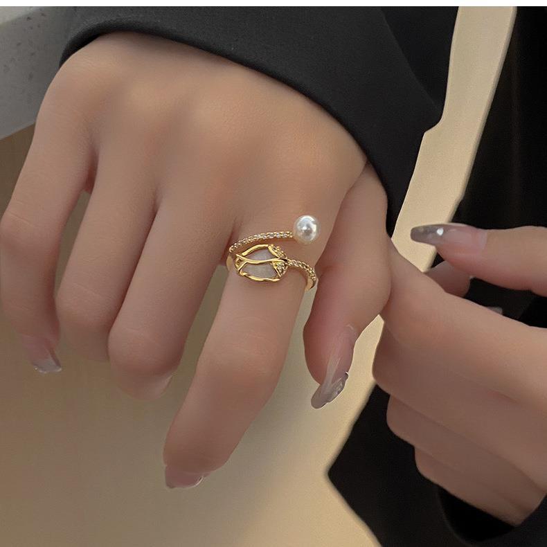 14g Weight 0.03µm Gold Plating Thickness Wholesale Jewelry Flower Copper Cat's Eye Stone Zircon 18K Gold Plated Inlay Rings Necklace