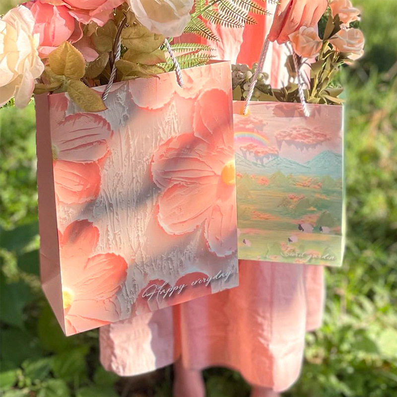 Special Offer Holiday Gift Bag K-Style Small Fresh and Cute Satchel Paper Bag Personalized Simple Gift Bag Water Cup Bag